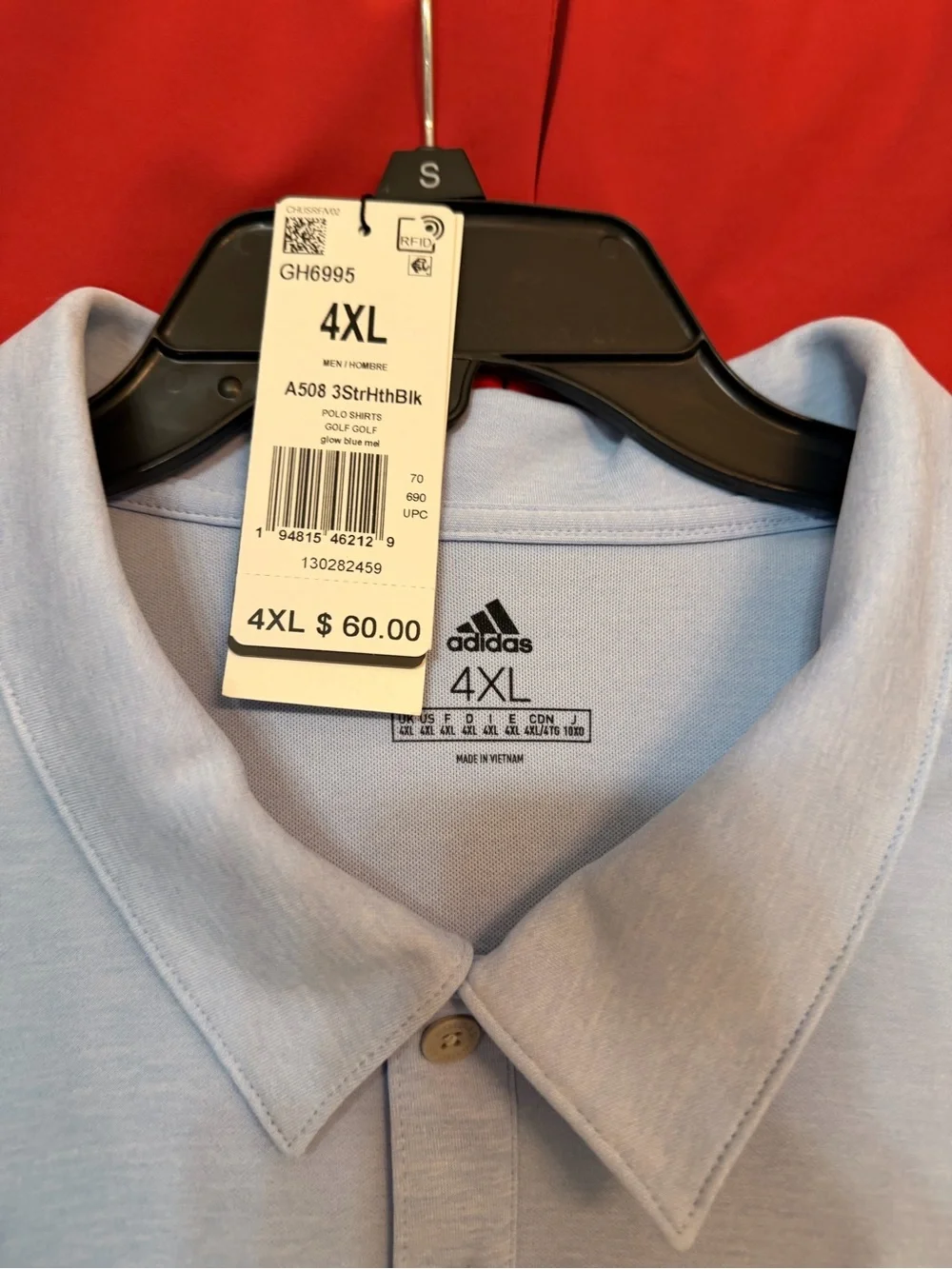 adidas Light Blue and Gray Colorblock Polo with Black Stripe